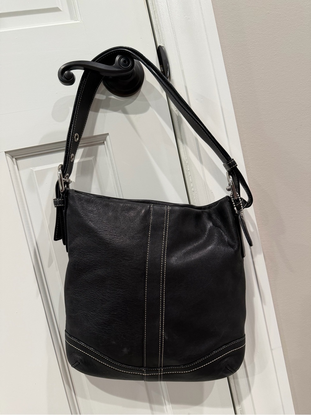 Coach black leather bag